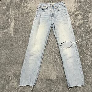 Madewell Jeans Womens 25 The Perfect Vintage Blue Denim Pants Raw Hem ***